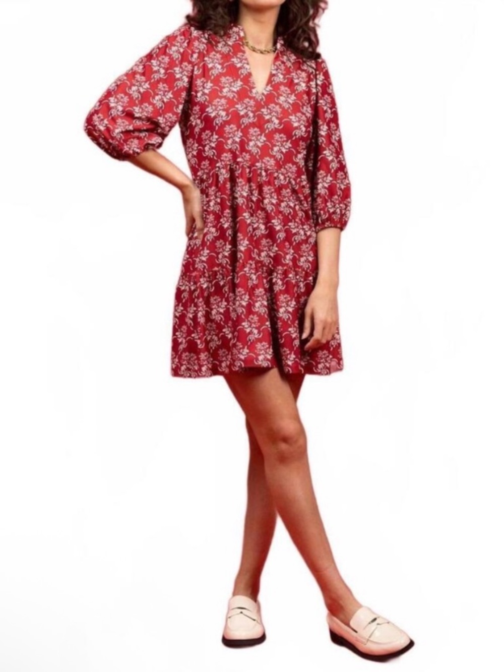 SMITH & QUINN The Tory Dress Ribbon Bouquet Red, Women’s Sz Small